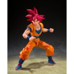 SUPER SAIYAN GOD SON GOKU GOD AURA DRAGON BALL SUPER S.H. FIGUARTS. La figura oficial mide unos 15 cm de altura y forma parte de la línea S.H.Figuarts de Tamashii Nations