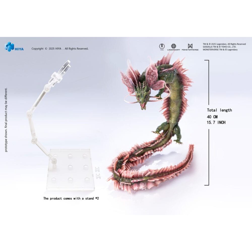 TIAMAT GODZILLA X KONG THE NEW EMPIRE EXQISITE BASIC. figura oficial mide unos 40 cm de largo y trae al Titán serpenteante de Godzilla x Kon.