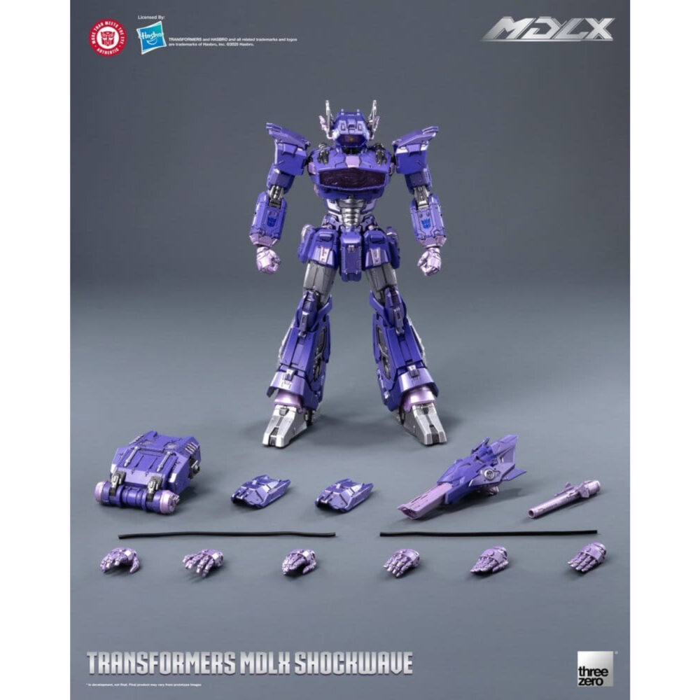 SHOCKWAVW TRANSFORMERS MDLX THEEZERO. Esta versión MDLX lo convierte en una figura articulada de 19 cm muy detallada de ThreeZero.