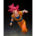 SUPER SAIYAN GOD SON GOKU GOD AURA DRAGON BALL SUPER S.H. FIGUARTS. La figura oficial mide unos 15 cm de altura y forma parte de la línea S.H.Figuarts de Tamashii Nations