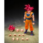 SUPER SAIYAN GOD SON GOKU GOD AURA DRAGON BALL SUPER S.H. FIGUARTS. La figura oficial mide unos 15 cm de altura y forma parte de la línea S.H.Figuarts de Tamashii Nations