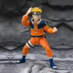 NARUTO UZUMAKI THE NO.1 MOST UNPREDICTABLE NINJA REISSUE S.H. FIGUARTS. mide alrededor de 135 mm y esta fabricado en PVC.