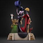KUZKO & YZMA EL EMPERADOR Y SUS LOCURAS ESTATUA DELUXE ART SCALE 1/10. estatua oficial de resina, de unos 28 cm de altura reúne a Kuzco e Yzma en un único diorama con un aire muy teatral.