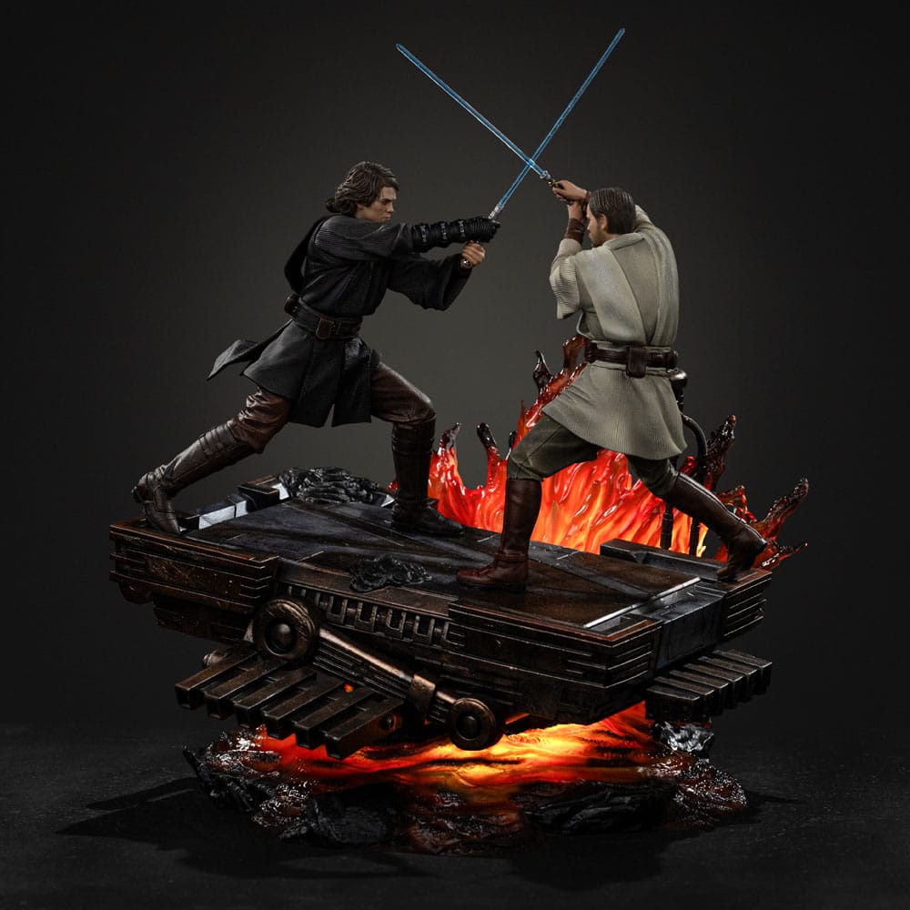 ANAKIN VS OBI WAN STAR WARS ESTATUA DELUXE ART SCALE 1/10. figura oficial de resina de aproximadamente 34 cm de altura a escala 1/10, de la colección Art Scale de Iron Studios.