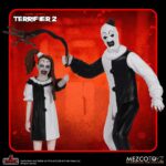 ART THE CLOWN & LITTLE PALE GIRL TERRIFIER 2 5 POINTS SET (2) MEZCO TOYS. figuras articuladas y altamente detalladas de Art el Payaso y a la Niña Pálida.