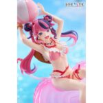 IRONMOUSE VTUBER DRESSTA. Esta figura de PVC de aproximadamente 20 cm representa a Ironmouse con un bikini rosa con volantes adornado con perlas y pequeños corazones, junto con sus características coletas bicolores y cuernos de demonio.
