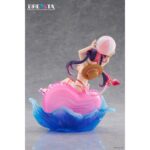 IRONMOUSE VTUBER DRESSTA. Esta figura de PVC de aproximadamente 20 cm representa a Ironmouse con un bikini rosa con volantes adornado con perlas y pequeños corazones, junto con sus características coletas bicolores y cuernos de demonio.